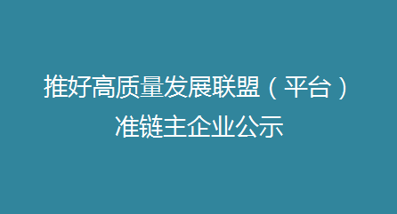 推好高質(zhì)量發(fā)展聯(lián)盟（平臺）準鏈主企業(yè)公示