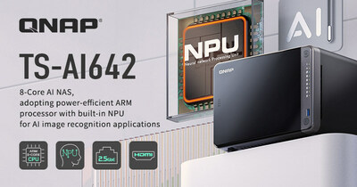 QNAP 新一代 AI NAS TS-AI642，搭載 ARM 八核心處理器與運算性能可達 6 TOPS 的神經(jīng)運算單元 (NPU)，讓中小企業(yè)以更精省的預算，輕松部署入門 AI 影像存儲與智能 Surveillance NAS 方案。