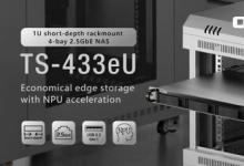QNAP 發(fā)布 1U 短機箱機架式NAS TS-433eU，內(nèi)建NPU 與雙埠 2.5GbE
