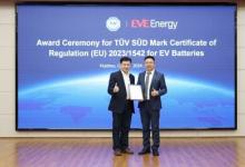 億緯鋰能獲頒歐盟電池法規(guī)（EU 2023/1542）TüV SüD Mark證書