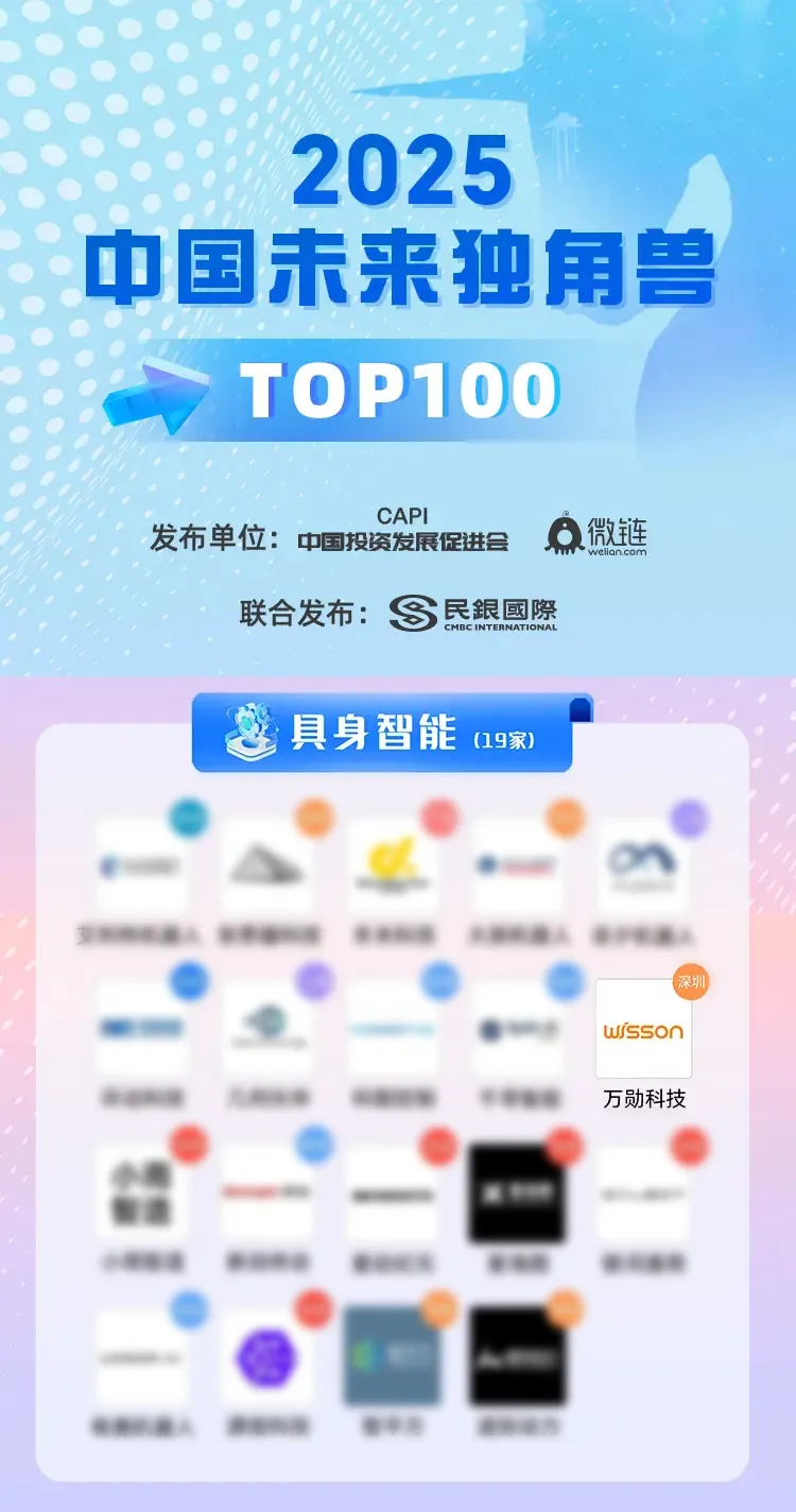加速具身智能商業(yè)化，萬勛科技上榜「2025中國未來獨角獸TOP100」