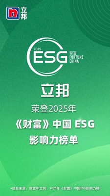 立邦中國榮登2025《財(cái)富》中國ESG影響力榜
