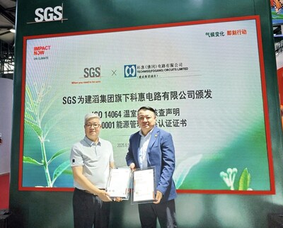 SGS為科惠電路頒發(fā)ISO 14064溫室氣體核查聲明及ISO 50001認(rèn)證證書