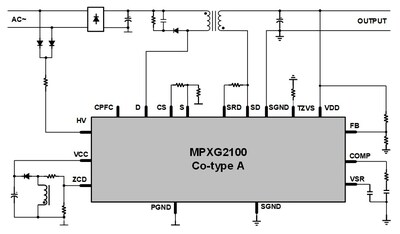 a) 單極反激-MPXG2100全集成方案
