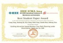 沈陽自動化所論文獲2014IEEE機(jī)電一體化與自動化國際會議最佳學(xué)生論文獎